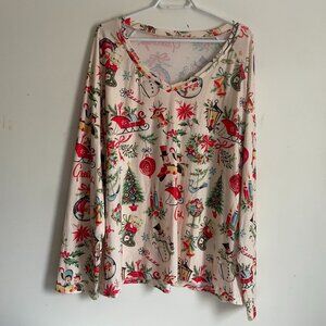 Vintage-Style Christmas Long Sleeve Top